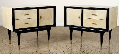 PAIR EBONIZED PARCHMENT NIGHT