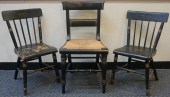 PAIR EBONIZED WOOD SIDE CHAIRS