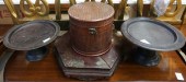 PAIR EBONIZED WOOD TAZZAS, A S