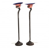 PAIR EDGAR BRANDT STYLE BRONZE