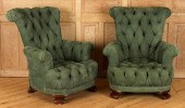 PAIR EDWARDIAN STYLE OVERSTUFF