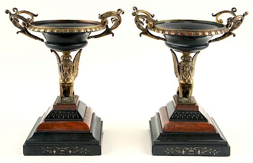 PAIR EGYPTIAN REVIVAL GILT BRONZE