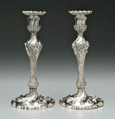 Pair elaborate English silver