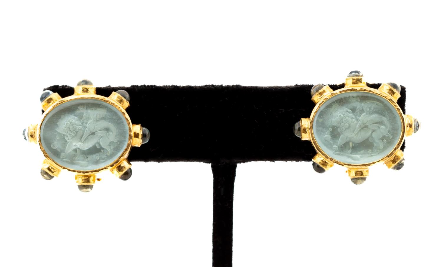 PAIR ELIZABETH LOCKE 19K GOLD
