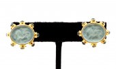 PAIR ELIZABETH LOCKE 19K GOLD