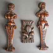 PAIR ELIZABETHAN STYLE CARVED