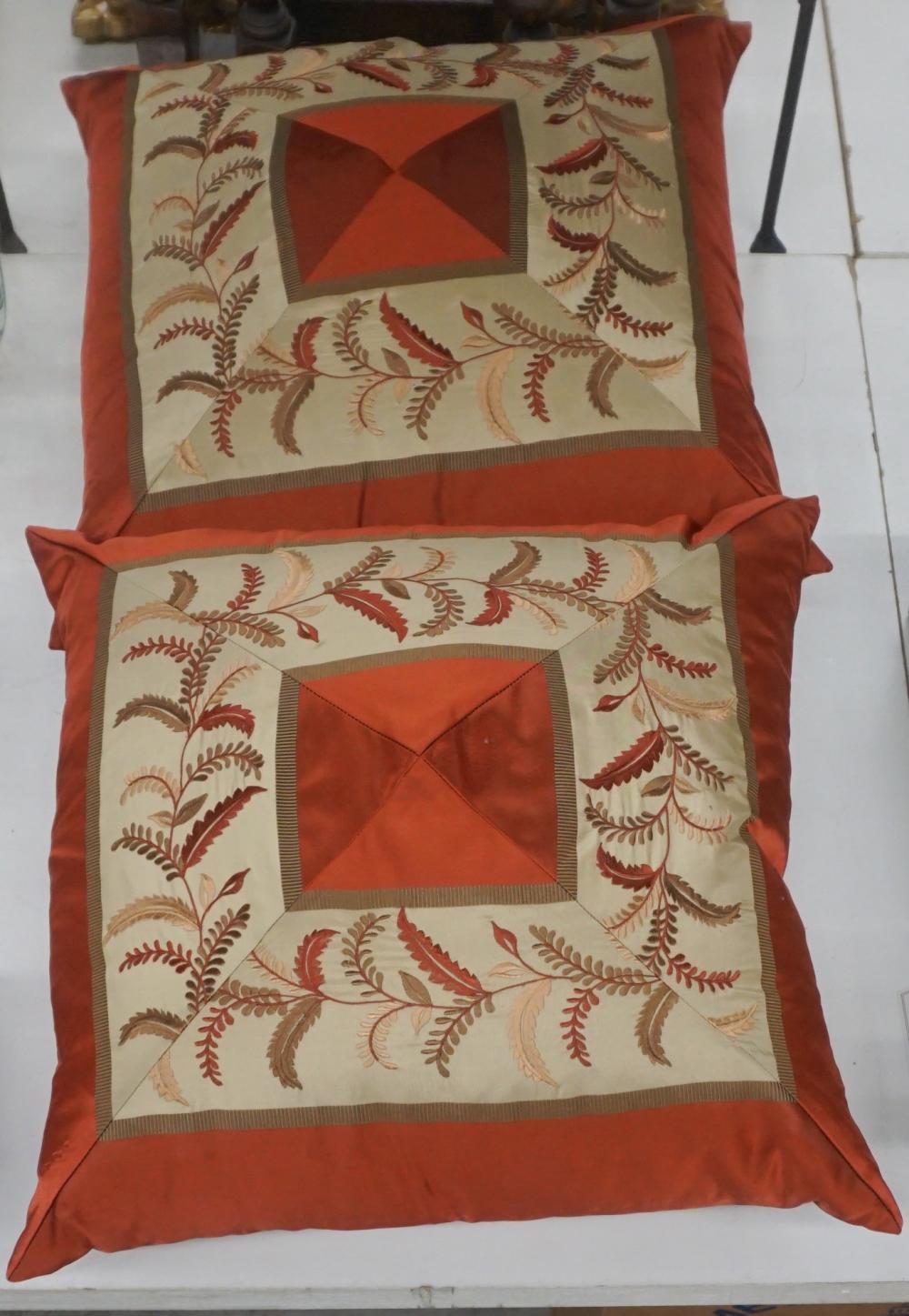 PAIR EMBROIDERED SILK ACCENT