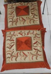 PAIR EMBROIDERED SILK ACCENT P