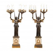 PAIR, EMPIRE GILT & BRONZE VIC