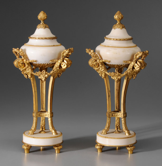 Pair Empire Marble Cassolettes