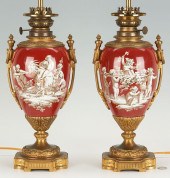 PAIR EMPIRE PARIS PORCELAIN OR