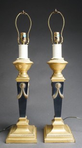 PAIR EMPIRE STYLE BLACK ENAMEL