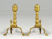 Pair Empire style brass andiro