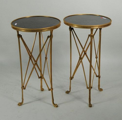 PAIR EMPIRE STYLE BRASS/MARBLE
