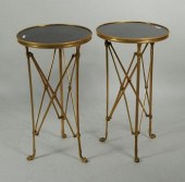 PAIR EMPIRE STYLE BRASS/MARBLE