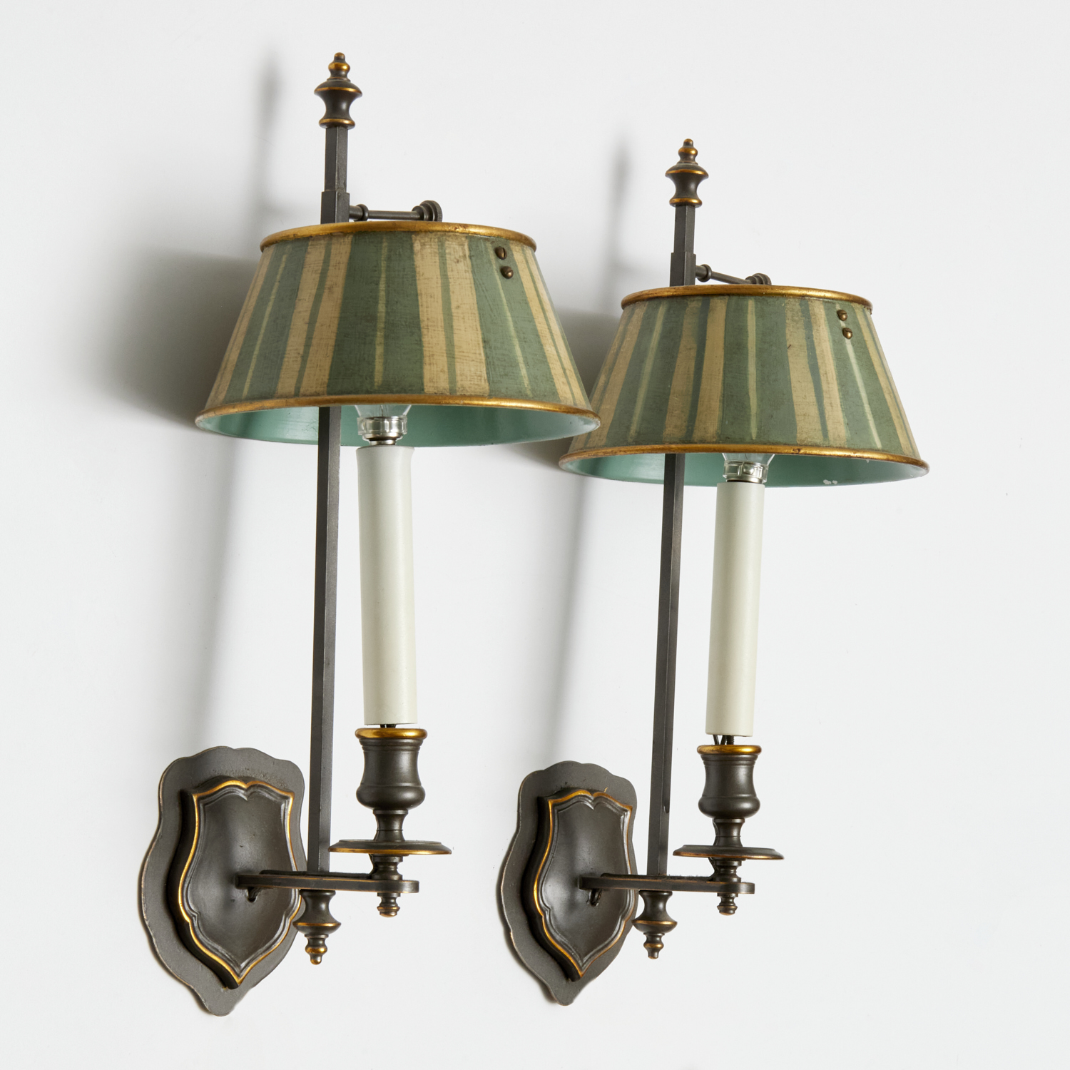 PAIR EMPIRE STYLE BRONZE, TOLE WALL