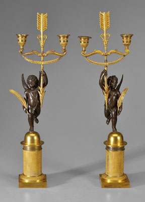 Pair Empire style candelabra,
