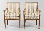 Pair Empire Style Parcel Gilt