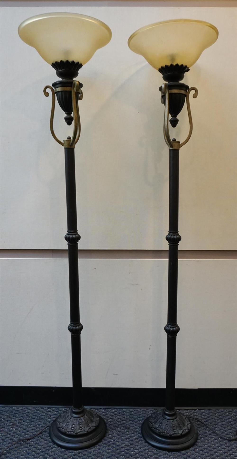 PAIR EMPIRE STYLE PATINATED METAL