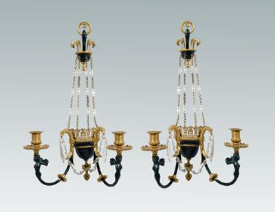 Pair Empire style sconces, dark