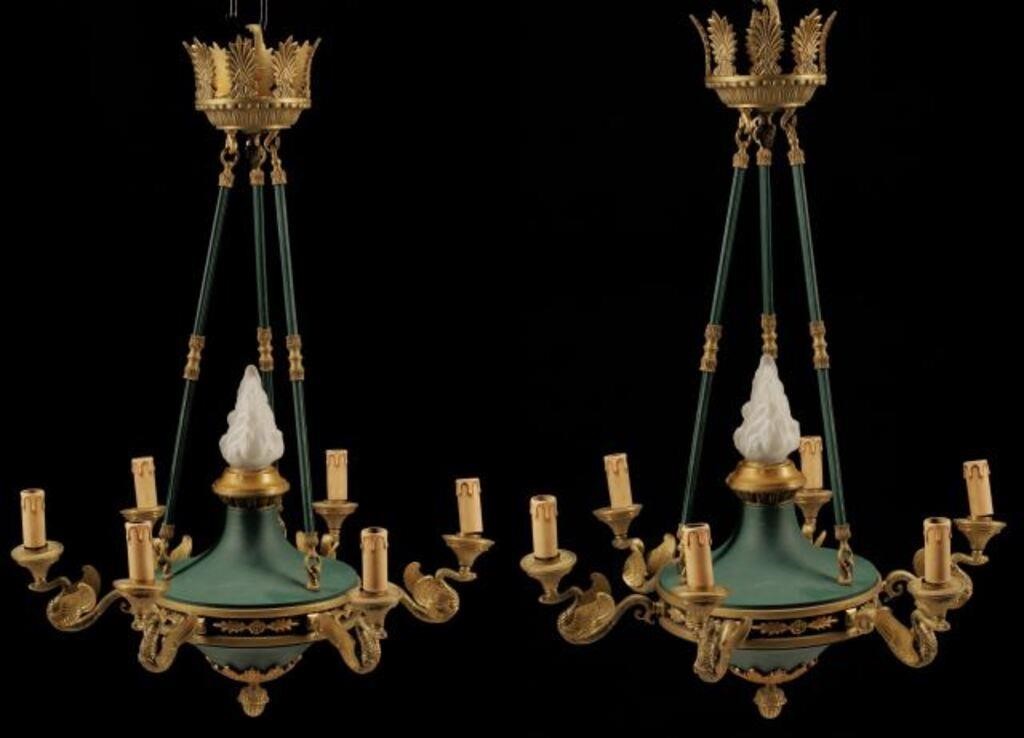 (PAIR) EMPIRE STYLE SIX-LIGHT