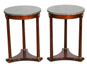 PAIR EMPIRE TRIPOD MARBLE TOP