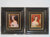 PAIR ENAMELED PORTRAITS BY F.J