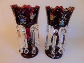 PAIR ENAMELED RUBY MANTLE LUST