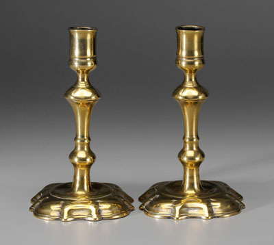 Pair English brass candl