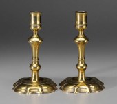Pair English brass candl