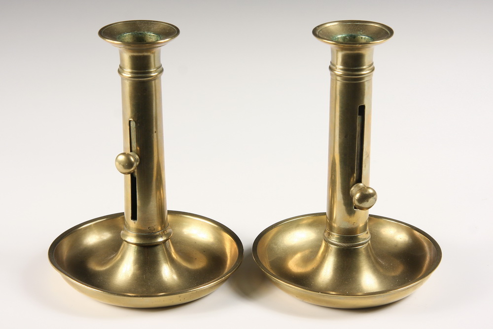 PAIR ENGLISH BRASS CANDLESTICKS -