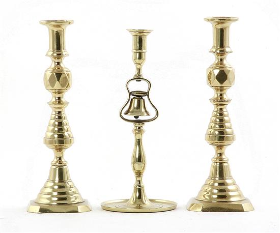 Pair English brass candlesticks and