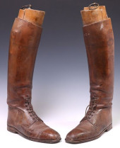 (PAIR) ENGLISH BROWN LEATHER R