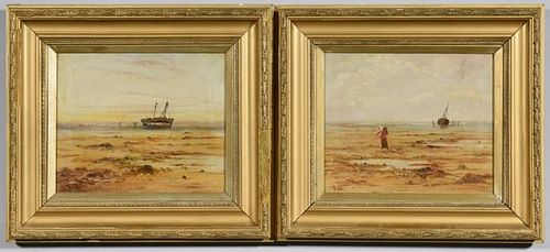 PAIR ENGLISH COASTAL SEASCAPE