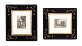 PAIR, ENGLISH HAND COLORED BIB