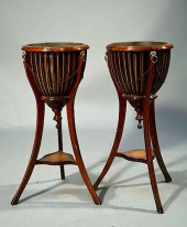 PAIR ENGLISH MAHOGANY FERN STA
