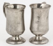 PAIR ENGLISH PEWTER CHALICES W