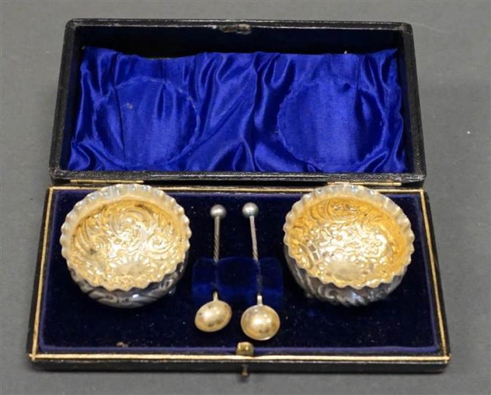 PAIR ENGLISH REPOUSSE SILVER FOOTED