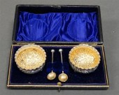 PAIR ENGLISH REPOUSSE SILVER F