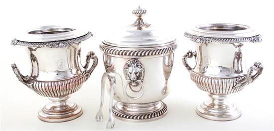 Pair English Sheffield plate wine