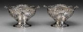 Pair English silver bowls: ope