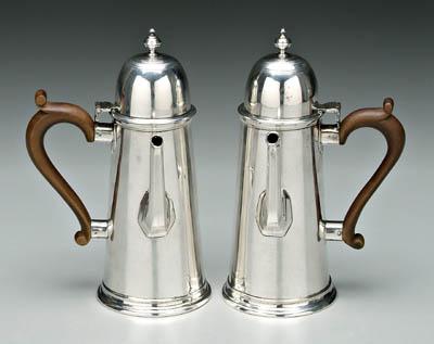 Pair English silver coffeepots,