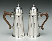 Pair English silver coffeepots