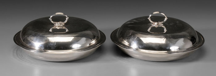 Pair English Silver Entrée Dishes