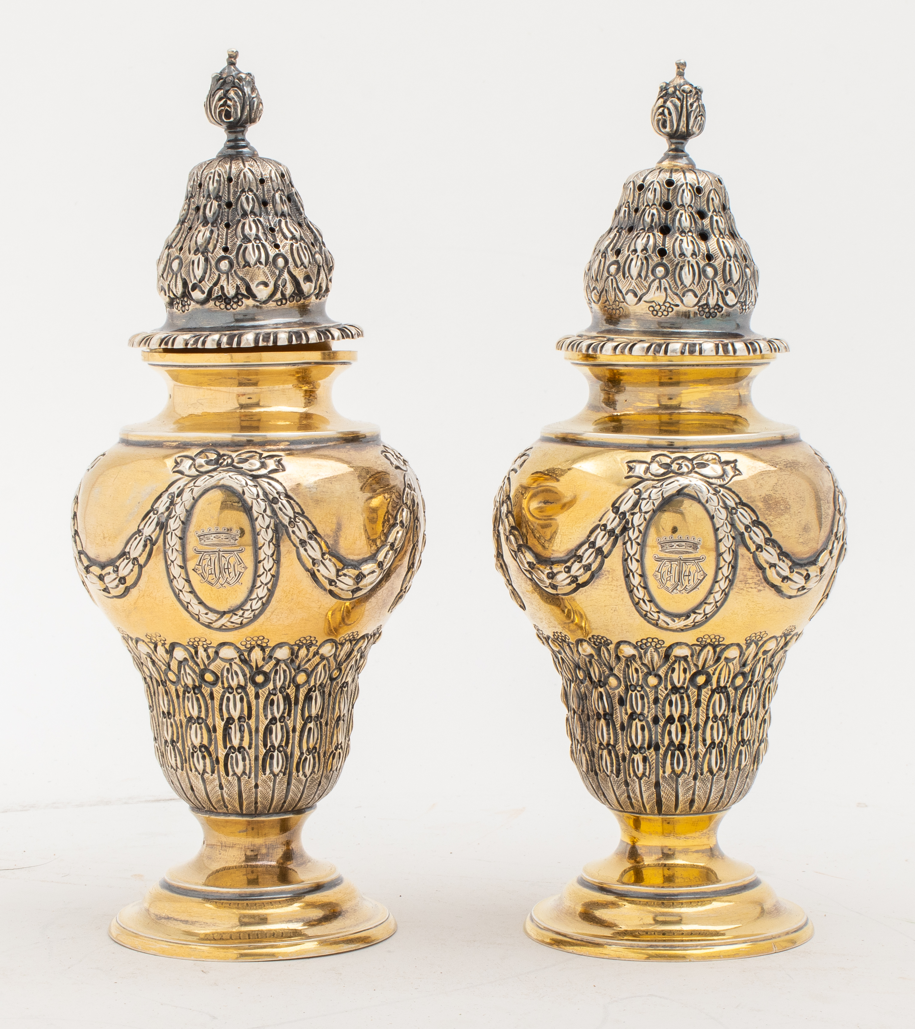PAIR ENGLISH STERLING VERMEIL