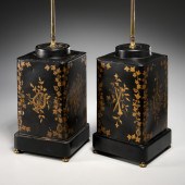 PAIR ENGLISH TOLE TEA CANISTER