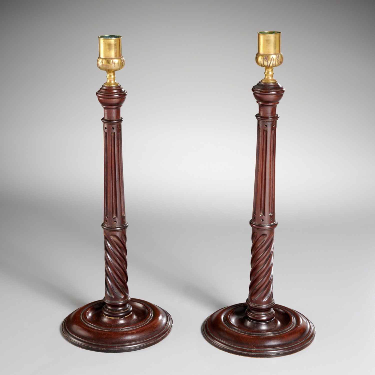 PAIR ENGLISH TURNED MAHOGANY