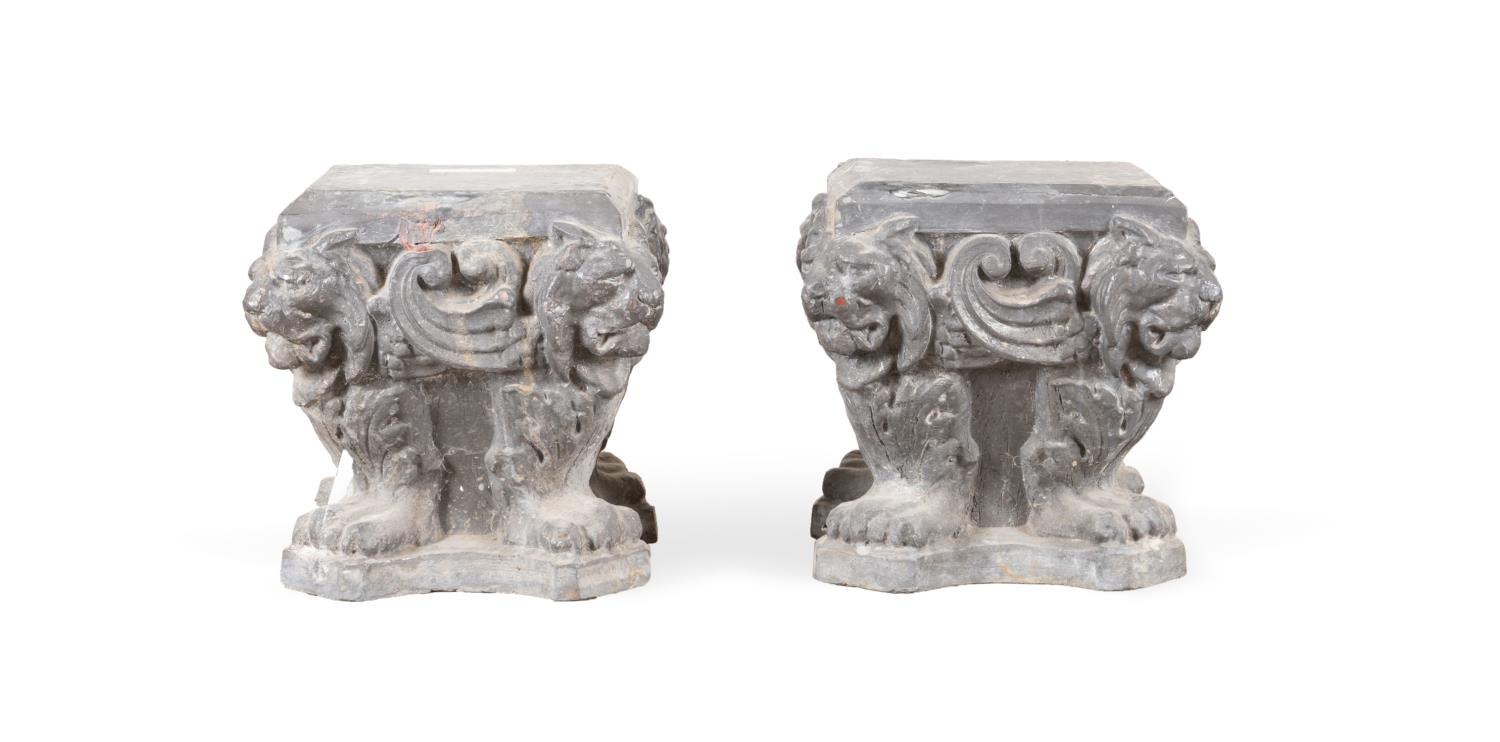PAIR ENGLISH WINGED LION LEAD