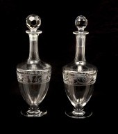 PAIR ENGRAVED BACCARAT DECANTE