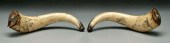 Pair engraved powder horns: Br